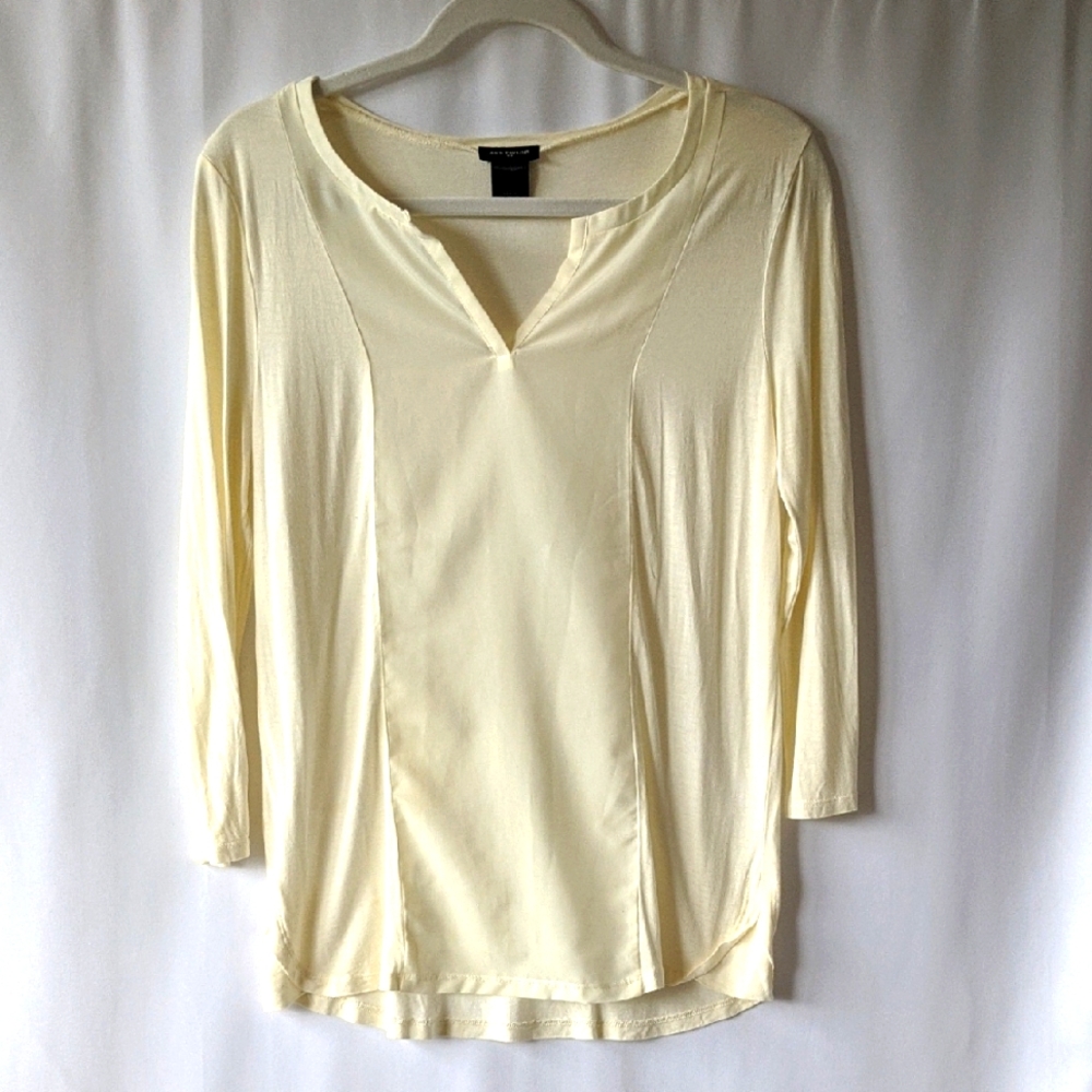 Ann Taylor Cream 3/4 Sleeve Relaxed Blouse